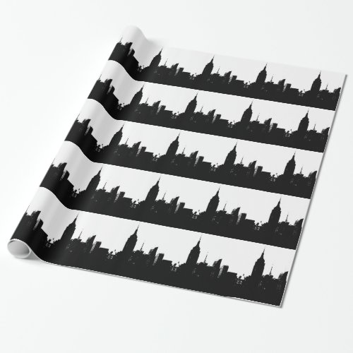 Black White New York Silhouette Wrapping Paper