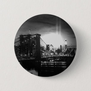 Black & White New York Skyline Pinback Button