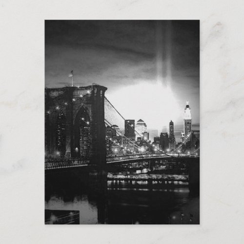 Black  White New York Skyline Postcard