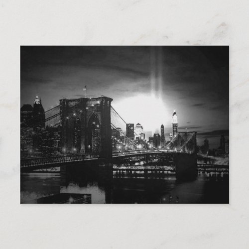 Black  White New York Skyline Postcard