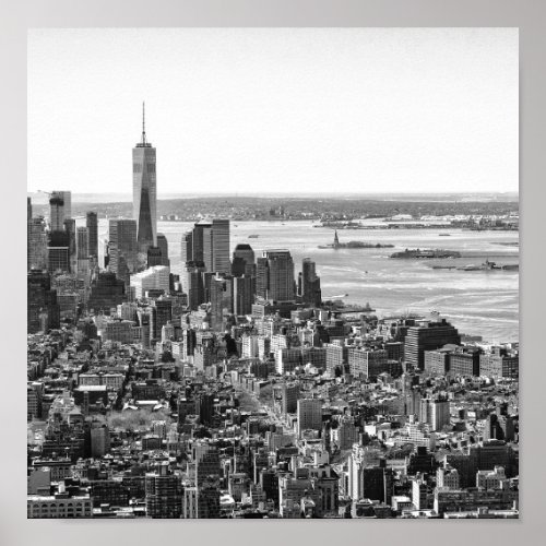 Black White New York Skyline Travel Photograpy Poster