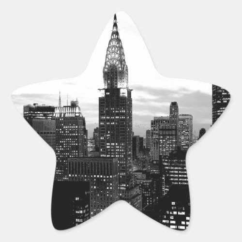 Black  White New York Star Sticker