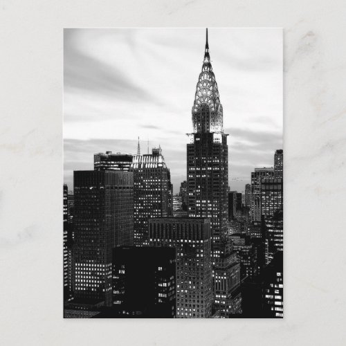 Black  White New York Vertical Postcard