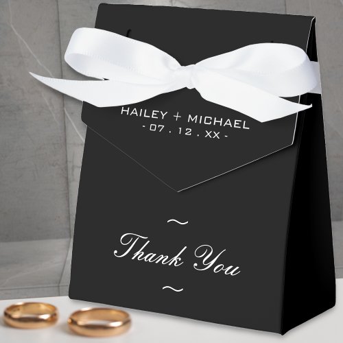 Black  White Newlywed Thank You Wedding Favor Boxes