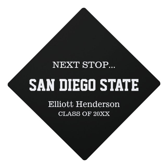 Black White Next Stop Graduation Cap Topper (Front)