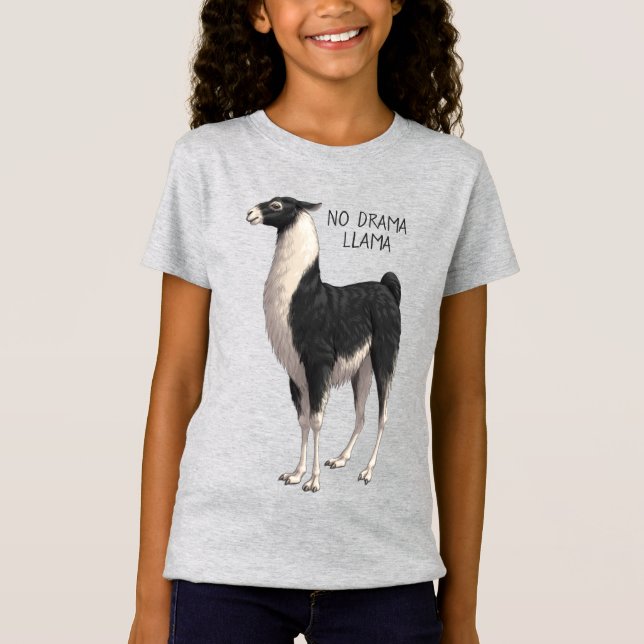 Black & White No Drama Llama T-Shirt (Front)
