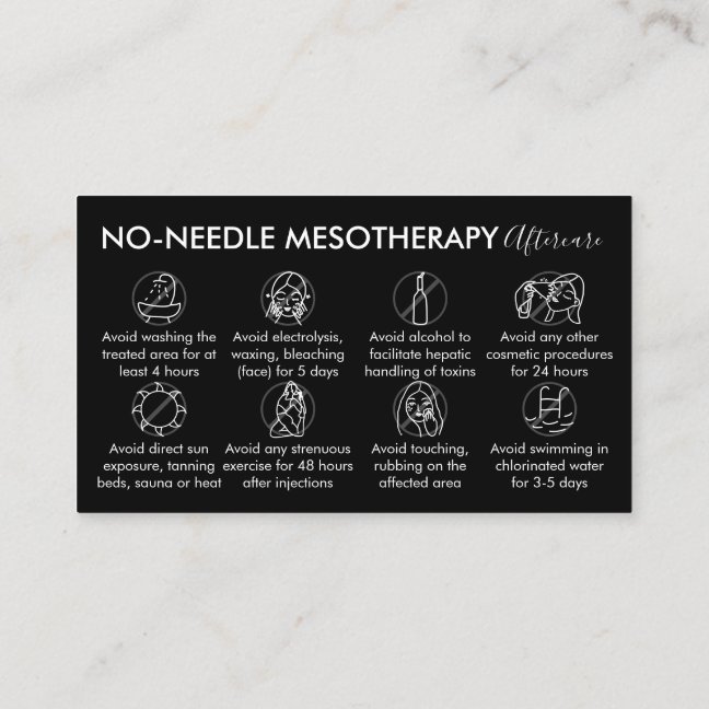 Black White No Needle Mesotherapy Aftercare Business Card