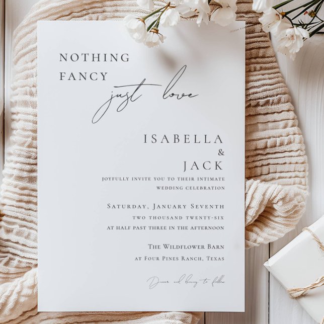 Black White Nothing fancy just love Wedding  Invitation (Creator Uploaded)