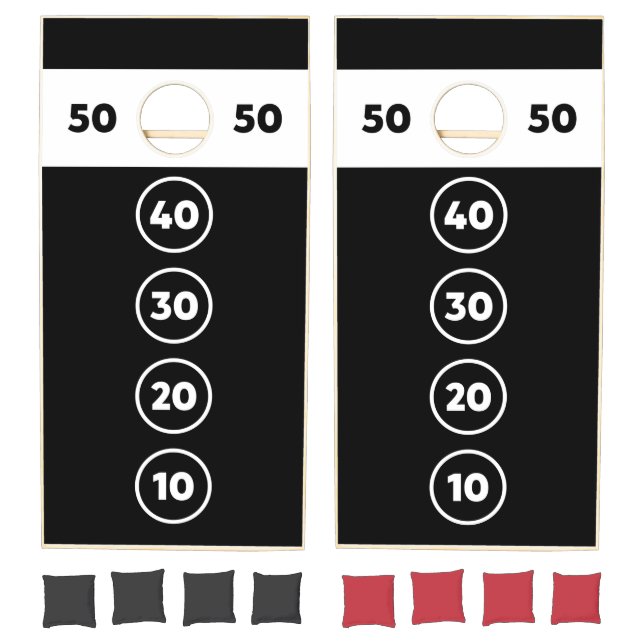 Black White Numbered Circles Cornhole Set (Set)