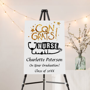 Black & White Nurse Graduate Party Congratulation Foam Board