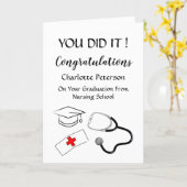 Black & White  Nurse Graduation Congratulation Card (Yellow Flower)