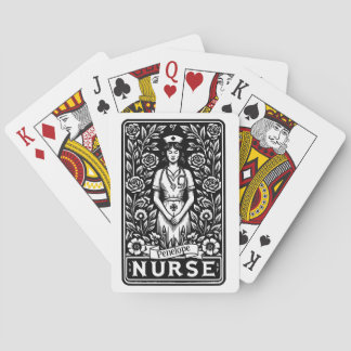 Black & white Nurse Tarot style illustrated Poker Cards
