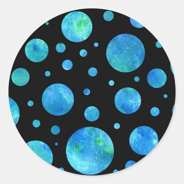 Black & White Ocean Polka Dots Sticker (Front)