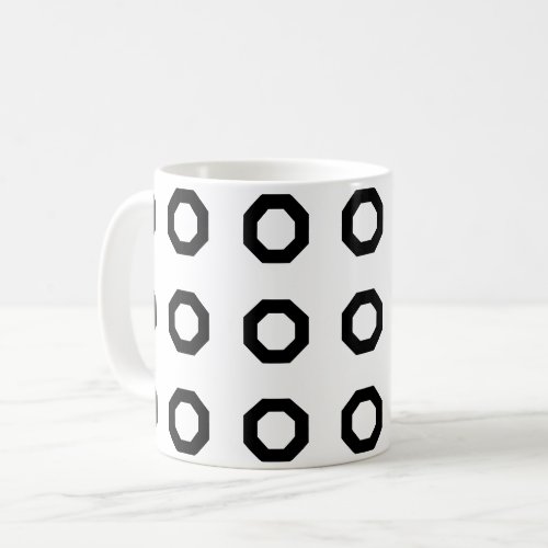 Black White Octagon Honeycomb Square Pattern Coffee Mug
