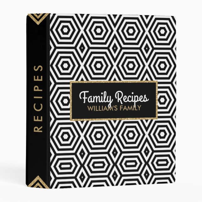 Black & White Octagonal Seamless Pattern Mini Binder (Front/Spine)