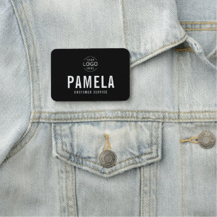 Black & White Office Logo Employee Staff Name Tag