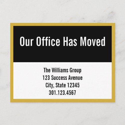 Black  White Office Moving Announcement Postcard