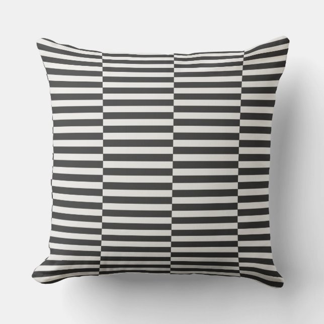 Black & White Offset Checker Pattern Throw Pillow (Front)