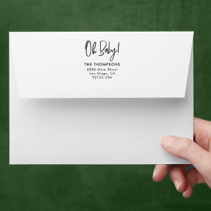 Black white Oh baby Custom Family Return address Envelope
