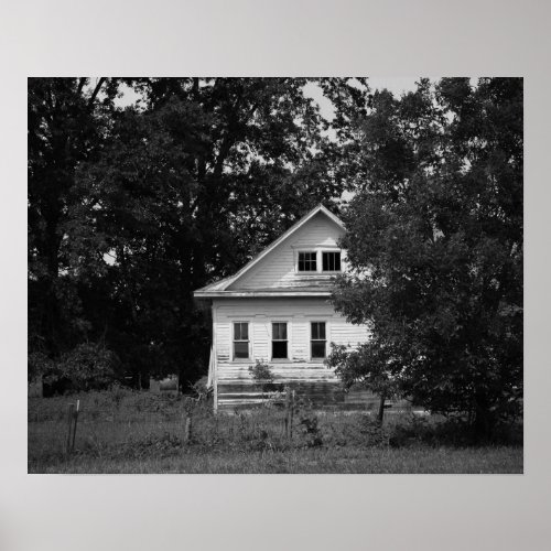 Black  White Old Abandoned Farmhouse 16x20 Poster