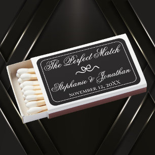 Black & White Old Money Custom Wedding Favors Matchboxes