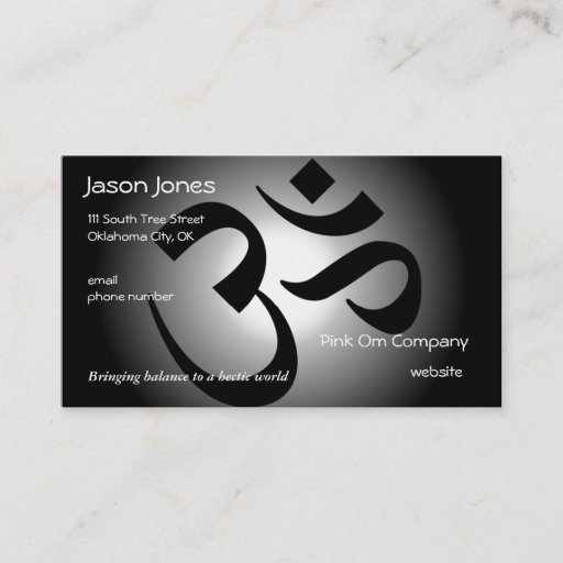 Customizable Black &amp; White Om business card