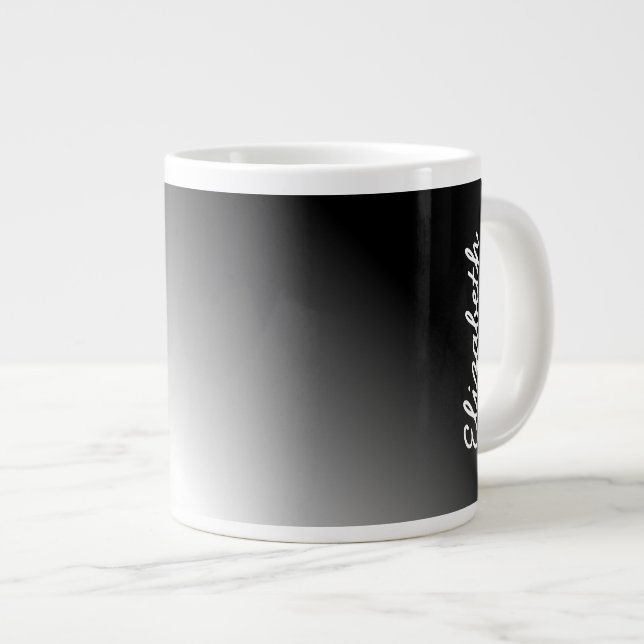 Black White Ombre Giant Coffee Mug (Front Right)