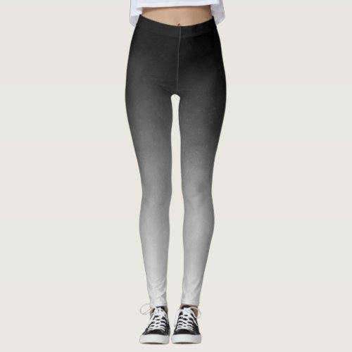 Black  White Ombr Spandex Leggings