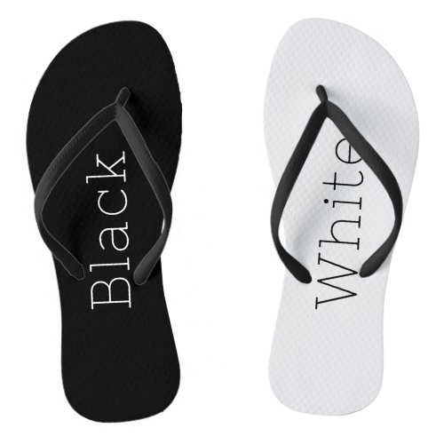 Black  White on Black and White Flip Flops