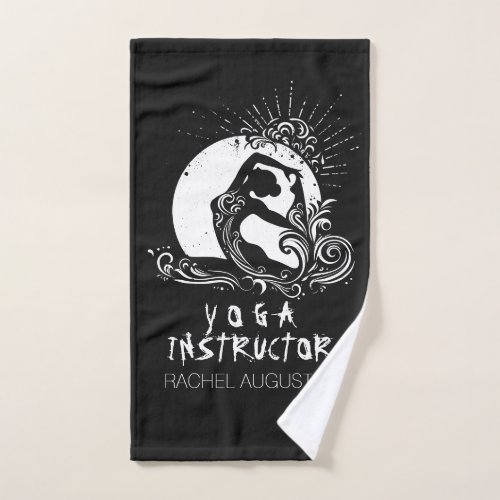 Black White One_legged King Pigeon Yoga Pose Logo Bath Towel Set
