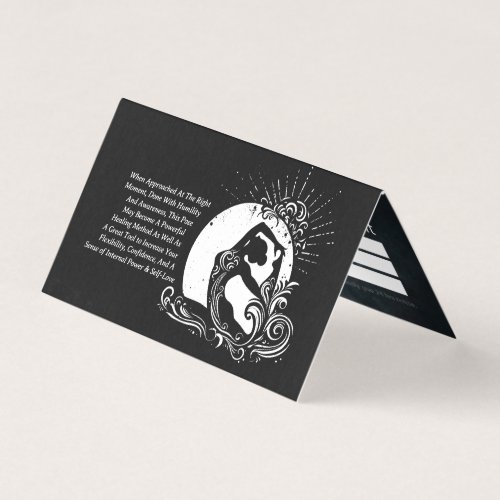 Black White One_legged King Pigeon Yoga Pose Logo Business Card