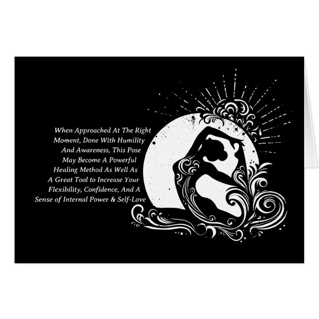Black White One-legged King Pigeon Yoga Pose Logo Cards (Front Horizontal)