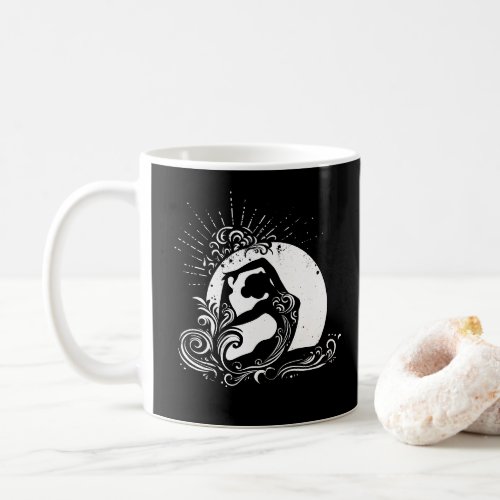 Black White One_legged King Pigeon Yoga Pose Logo Coffee Mug