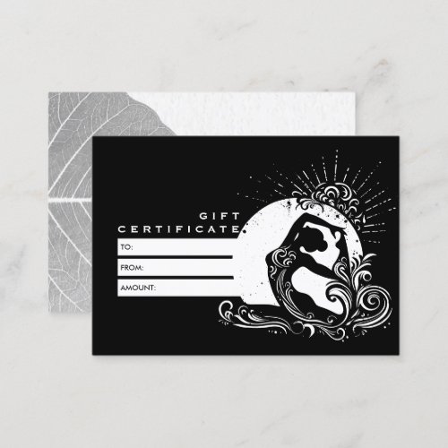 Black White One_legged King Pigeon Yoga Pose Logo Discount Card