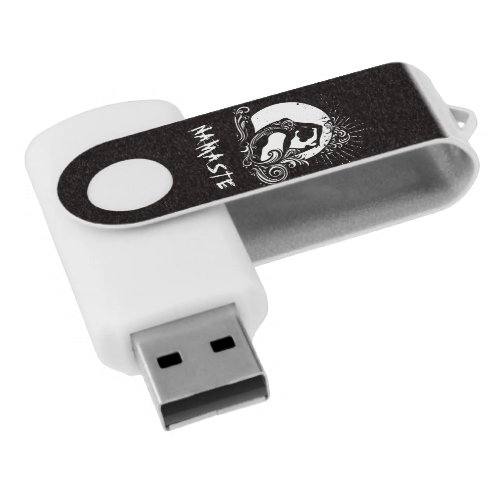 Black White One_legged King Pigeon Yoga Pose Logo Flash Drive