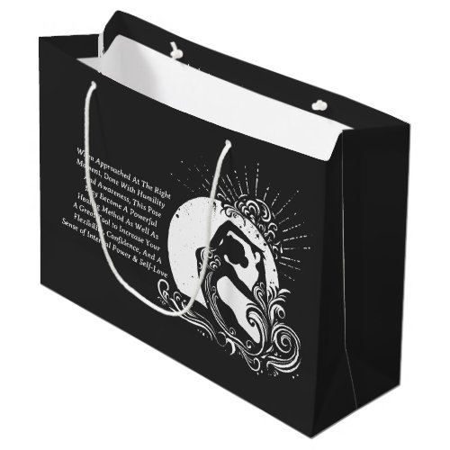 Black White One_legged King Pigeon Yoga Pose Logo Large Gift Bag