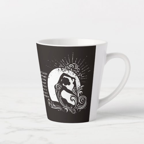 Black White One_legged King Pigeon Yoga Pose Logo Latte Mug