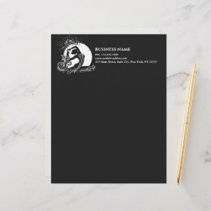 Black White One-legged King Pigeon Yoga Pose Logo Letterhead