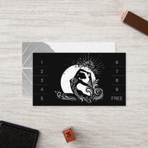 Black White One-legged King Pigeon Yoga Pose Logo Loyalty Card