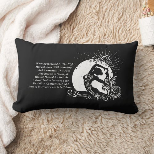 Black White One_legged King Pigeon Yoga Pose Logo Lumbar Pillow