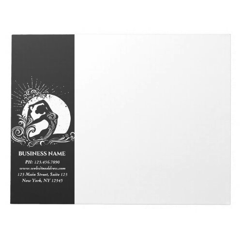 Black White One_legged King Pigeon Yoga Pose Logo Notepad