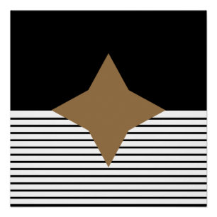 Black White Op Art Brown Diamond Poster