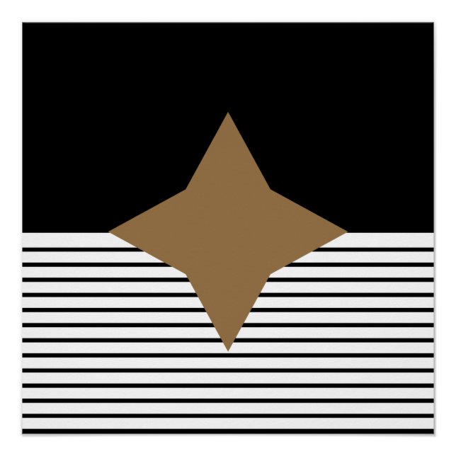 Black White Op Art Brown Diamond Poster (Front)