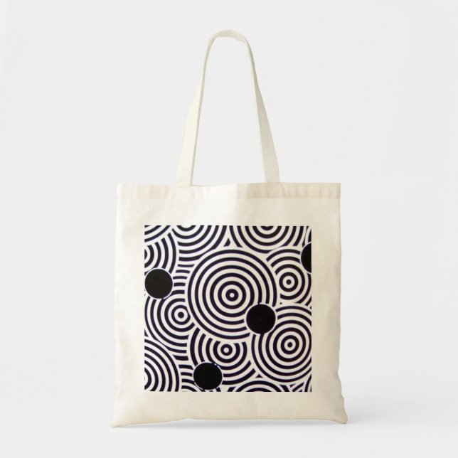 Black & White Op Art Circles Budget Bag (Front)