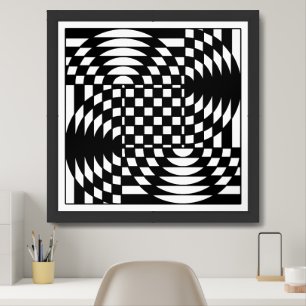 Black & White Op-Art Framed Art