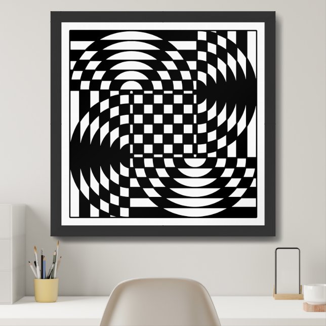 Black & White Op-Art Framed Art (Home Office)