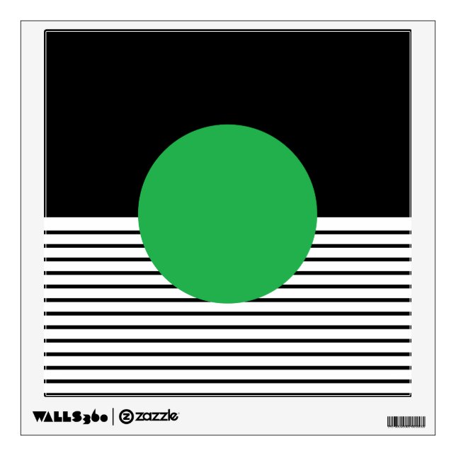 Black White Op Art Green Circle Wall Sticker (Front)