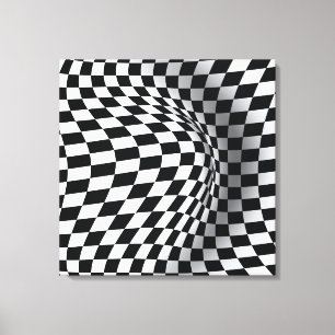 Black white op art optical illusion abstract canvas print