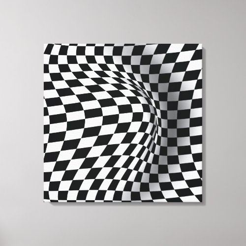 Black white op art optical illusion abstract canvas print