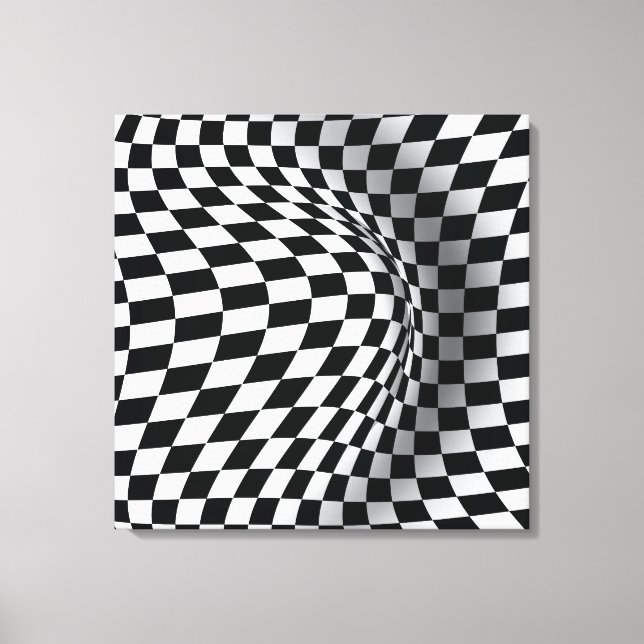 Black white op art optical illusion abstract canvas print (Front)